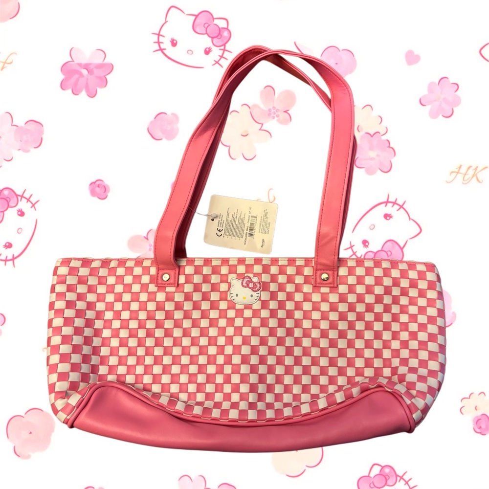 Hello Kitty 2007 Pink and white checkered shoulder purse bag
